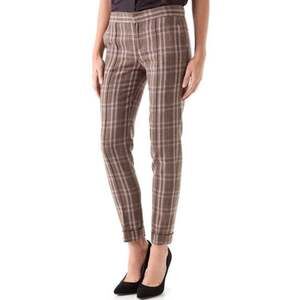 J Brand Beatrix Brown Plaid Wool Blend Seam Front Low Rise Trouser Pant 6